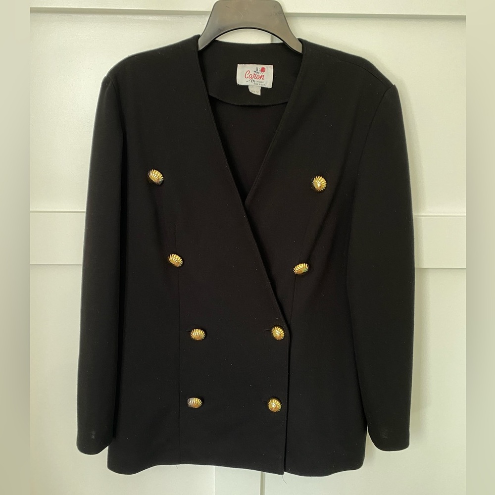 Vintage Caron Black Gold buttoned‎ jacket size 12